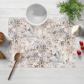 Biante Zamatové prestieranie na stôl Tamara TMR-057 Modro-zelený zámocký vzor na krémovom 30x40 cm