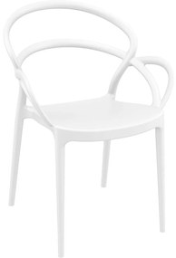 MILA záhradná stolička s podrúčkami white