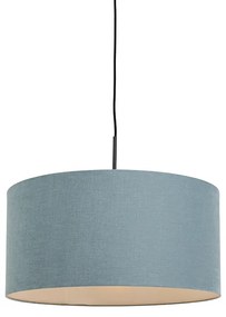 Závesná lampa čierna s modrým tienidlom 50 cm - Combi 1