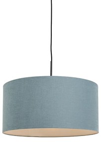 Závesné svietidlo čierne s modrým tienidlom 50 cm - Combi 1
