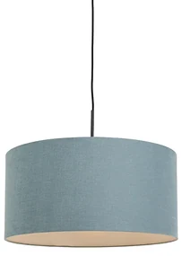 Závesné svietidlo čierne s modrým tienidlom 50 cm - Combi 1