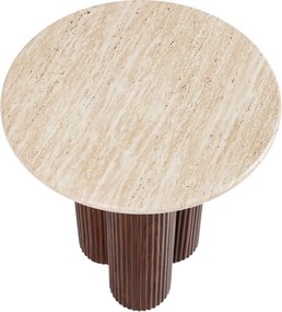 Okrúhly konferenčný stolík Massia Mini 50 cm do obývačky - travertín / orech