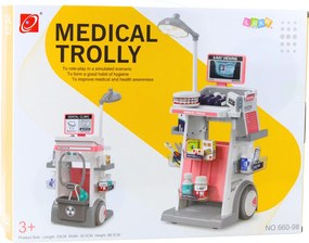 LEAN Toys Lekár Zubár Sada Lekársky svetelný vozík Ružová 26 el.