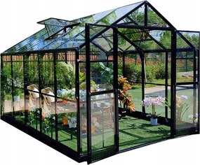 Záhradný skleník z polykarbonátu Solid Pc, veľký 347 x 278 cm, čierny