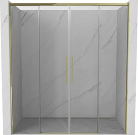 Mexen Rox, posuvné sprchové dvere 170 cm, číre sklo, zlatý profil, 8C2-170-002-50-00