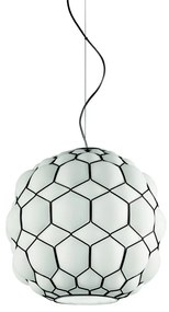 SIRU - Luster na lanku GALAPAGOS 1xE27/60W/230V čierna/biela benátske sklo