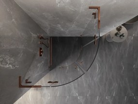 Mexen Lunar, L výklopný polkruhový sprchový kút 100 x 100 cm, 8mm číre sklo, profil ružové zlato, 833L-100L-100P-60-00