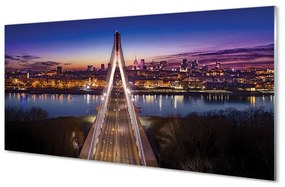 Sklenený obraz Warsaw panorama riečny most 125x50 cm