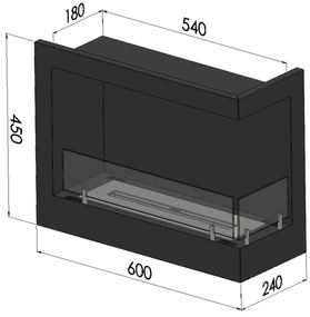 InFire - Rohový BIO krb 45x60 cm 3kW čierna