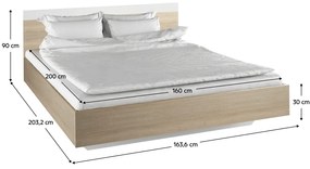 Kondela Manželská posteľ, dub sonoma/biela, 160x200, GABRIELA
