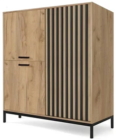 Komoda Grata II, dub kraft / čierna