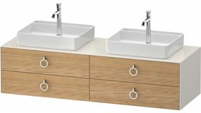 DURAVIT White Tulip závesná skrinka pod dve umývadlá na dosku, 4 zásuvky, 1600 x 550 x 408 mm, dub prírodný masív/nordická biela vysoký lesk, WT4996BH5H40000