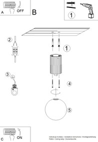 Stropné svietidlo Halo, 1x biele sklenené tienidlo, ro