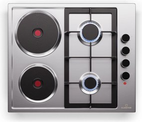 Klarstein MultiChef 4 Hot Plate, elektrická a plynová varná doska, 4 varné zóny, 2 horáky, 2 elektrické platne