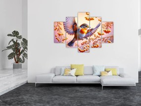 Obraz - Vták s jarabinou (150x105 cm)