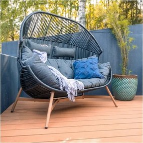 MI Dvojité ratanové kreslo HOLAND čierne