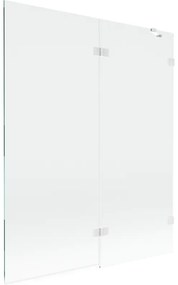 Mexen Lunar, 2-krídlová vaňová zástena pravá 140 x 150 cm, číre sklo, biela, 897-140-100-20-00-P