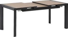 DEOKORK Hliníkový stôl VANCOUVER 142/202x90 cm (antracit/efekt dreva)