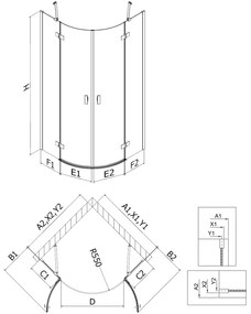 Mexen Mist, polkruhový výklopný sprchový kút 100 x 100 cm, číre sklo, zlatý lesklý profil, 8A33-100-100-50-00