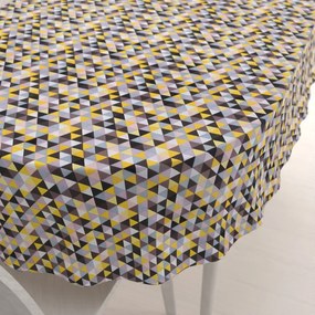 Biante Bavlnený oválny obrus Sandra SA-218 Žlto-hnedo-ružové trojuholníčky 100x160 cm