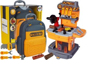 LEAN Toys Sada náradia v batohu „Dielňa“ – oranžovo-sivá
