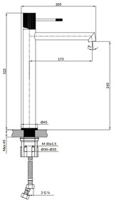 Cersanit S951-599 - Umývadlová batéria ZEN 32,2 cm čierna