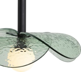 Dizajnová závesná lampa čierna so zeleným sklom - Kemner
