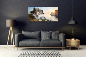 Skleneny obraz Jazero strom príroda 140x70 cm