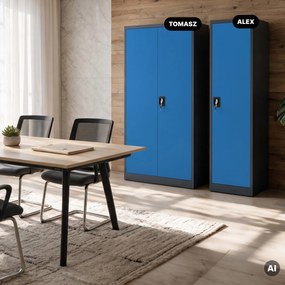 Kartotéková skriňa na spisy so zámkom antracitovo modrá, 450x1850x400 mm: ALEX