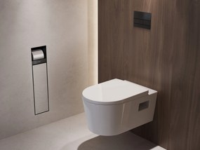 Hansgrohe XtraStoris Rock, wc kefa na zabudovanie s držiakom na toaletný papier, čierna matná, HAN-56062670