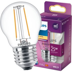 LED žiarovka E27 P45 2W = 25W 250lm 2700K Warm Filament PHILIPS