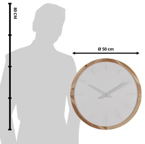 Bielo-hnedé minimalistické nástenné hodiny - Ø 50*4 cm / 1*AA