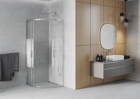 Mexen Rio, štvrťkruhový sprchovací kút s posuvnými dverami 80(dvere) x 80(dvere) x 190 cm, 6mm číre sklo s pásikmi, chrómový profil, 863-080-080-01-20