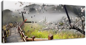Gario Obraz s hodinami Kvitnúca višňa Veľkosť: 100 x 40 cm