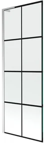 Mexen Next L, 1-krídlová vaňová zástena 70 x 150 cm, 6mm číre sklo-čierny vzor, chrómový profil, 895-070-000-03-77-01