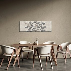 Obraz - Texturované listy (s hodinami) (90x30 cm)