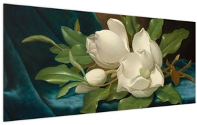 Obraz - Martin Johnson Heade, Giant Magnolias on a Blue Velvet Cloth, reprodukcia (120x50 cm)