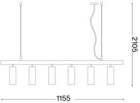 Ideal Lux - LED Luster na lanku DYNAMITE 6xGU10/7W/230V čierna