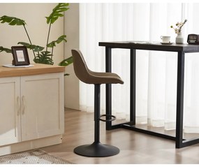 Barová stolička STEIN — kov, ekokoža, čierna / krémová