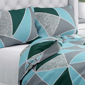 Biante Bavlnené posteľné obliečky Sandra SA-334 Modro-zelené trojuholníky Predĺžené 140x220 a 70x90 cm
