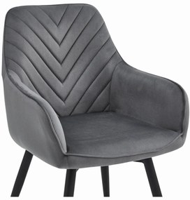 Otočné jedálenské kreslo NANA360 VELVET, tmavosivé