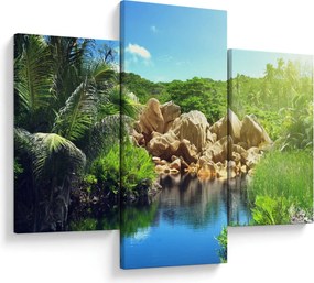 Obraz jazera v Seychelskej džungli (90x60 cm)