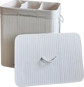TRENDIE Bambusový kôš na prádlo 150l biely + DARČEK