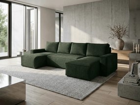 AKCIA Tmavozelená sedacia súprava do U SMART COSARO 295x140 cm II. akosť