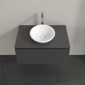 VILLEROY &amp; BOCH Legato závesná skrinka pod umývadlo na dosku (umývadlo v strede), 1 zásuvka, 800 x 500 x 380 mm, Glossy Grey, B56900FP