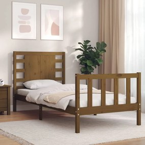 Rám postele s čelom medovohnedý 100x200 cm masívne drevo 3192809