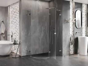 Mexen Lunar, L pravý polkruhový sprchový kút 100 x 90 cm, 8mm číre sklo, chrómový profil, 833L-100P-090L-01-00