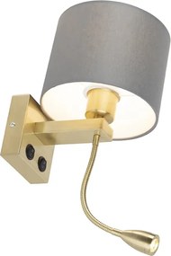 Art Deco nástenná lampa zlatá s sivým tienidlom - Brescia