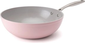 Elmich Nepriľnavá keramická panvica wok Zen Ø 28 cm – ružová