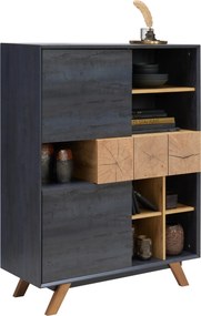 XXXLutz VYSOKÁ KOMODA, farba duba, tmavosivá, 100/133,5/40 cm Carryhome - Komody - 002798002002